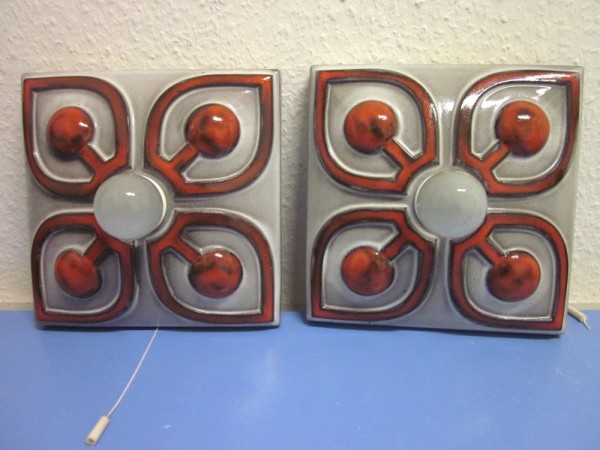 Two 70s wall lamps ceramic WGP