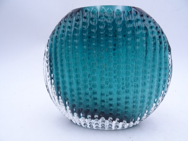 Ingridglas Austria green vase with relief structure crystal 70s