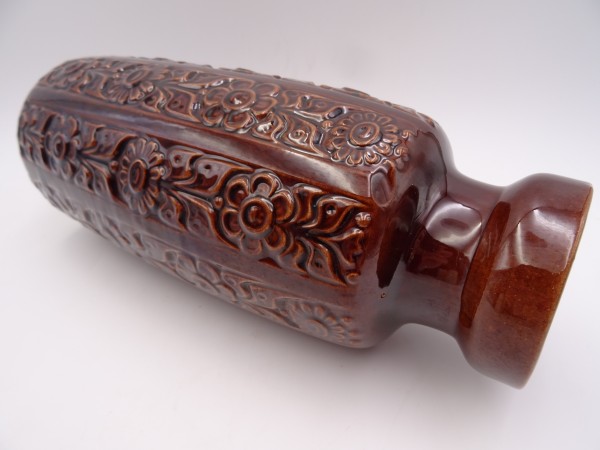 Scheurich 280-30 German ceramic vase 60s 70s brown floral relief German pottery