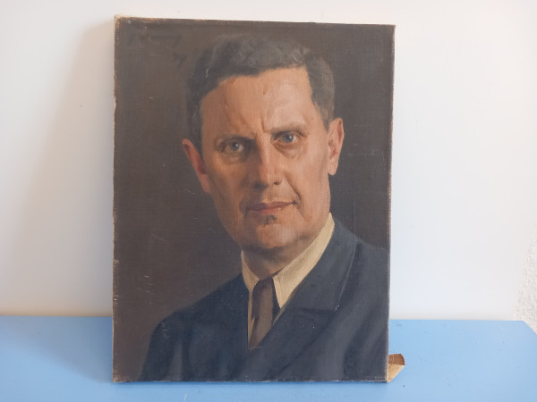 Männerporträt Ölgemälde 1949 Neue Sachlichkeit 31 x 40 cm