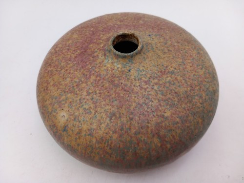 Ika Schilbock Vase Art Pottery Studio Ceramic UFO Shape Signed