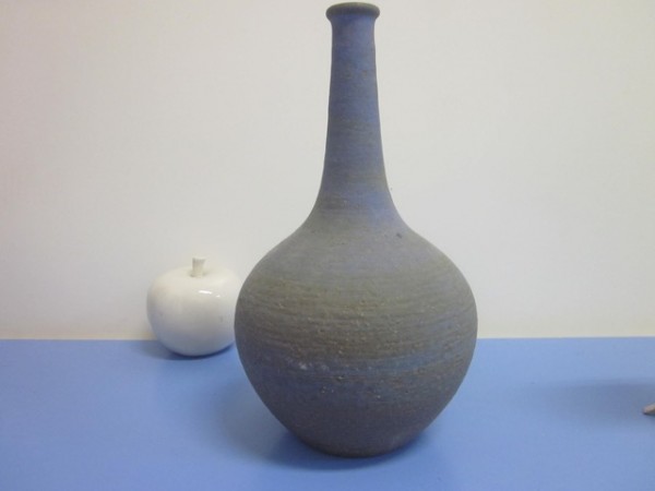 Rudi Stahl tall studio pottery vase in blue 60s 70s