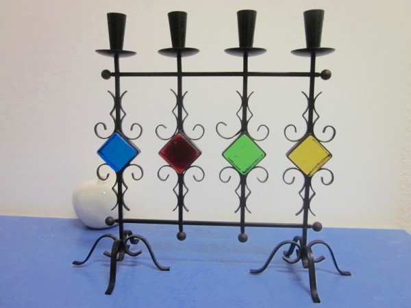 Bo Svensk Sweden tall candelabra metal / glass 60s 