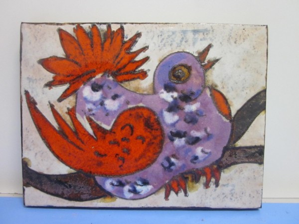 Rusche wall plaque ceramic decor bird 70s