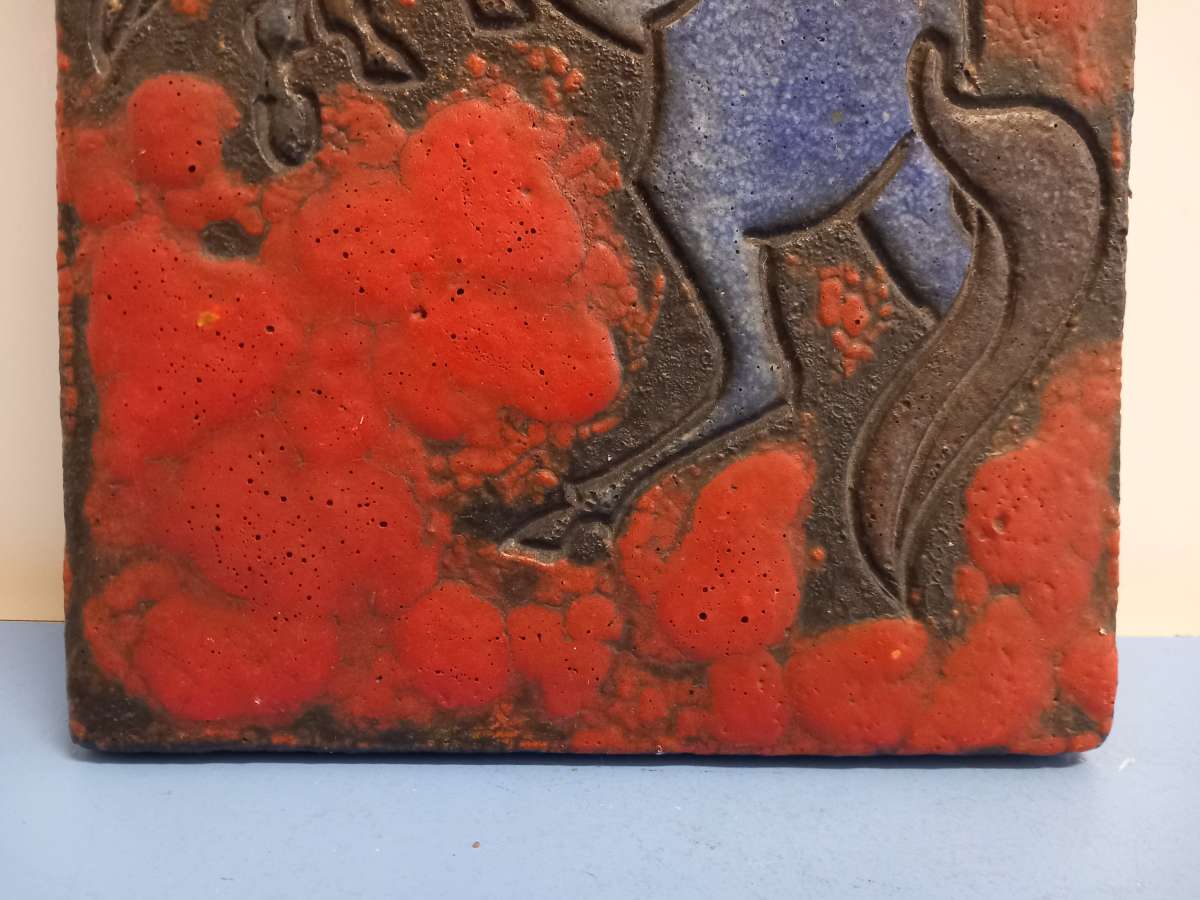Ruscha Vulcano Wandplatte Keramik Wandbild Keramik Pferde 70er fat lava