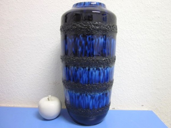 Scheurich WGP 19.7' floor vase black & blue LAVA WGP Germany 70s